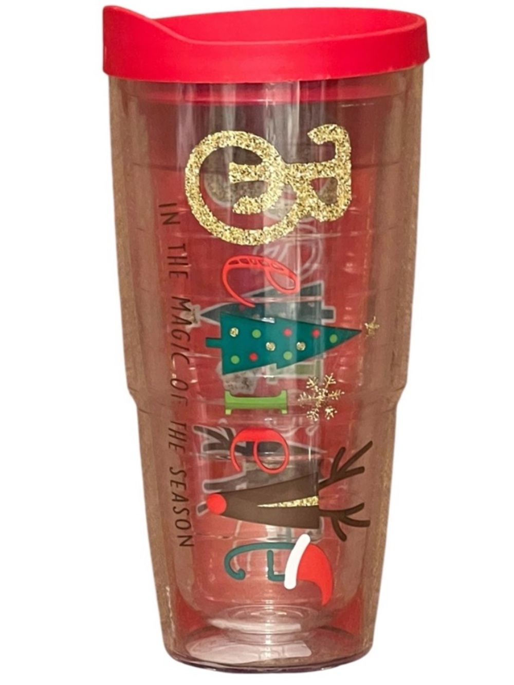 tervis Red Holiday Glitter & Tree Travel Tumbler